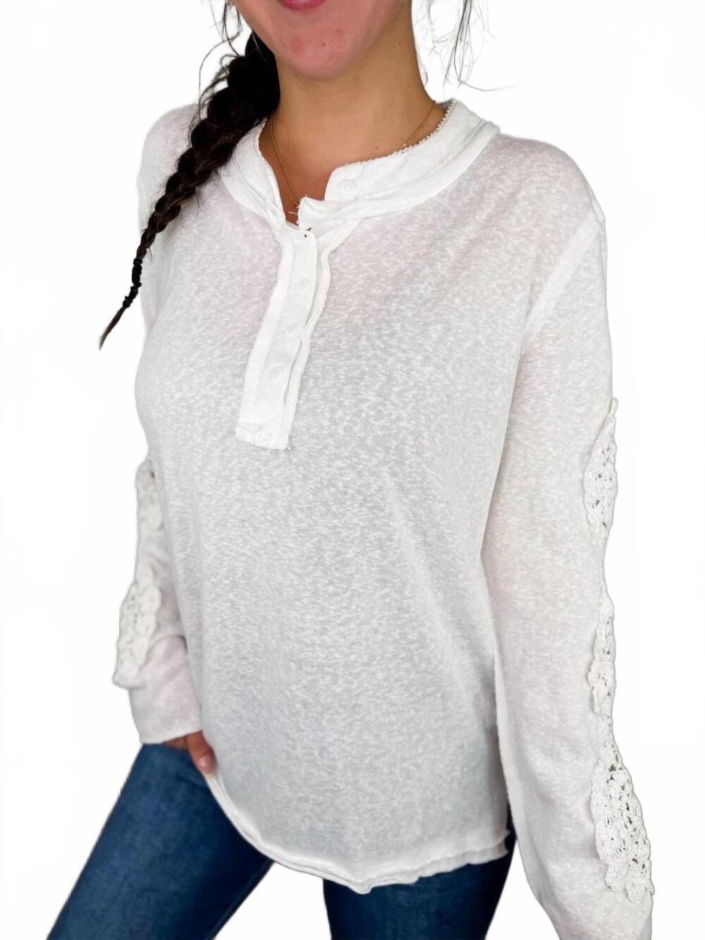 NEW J.NNA pick me up cotton blend long sleeve top in white